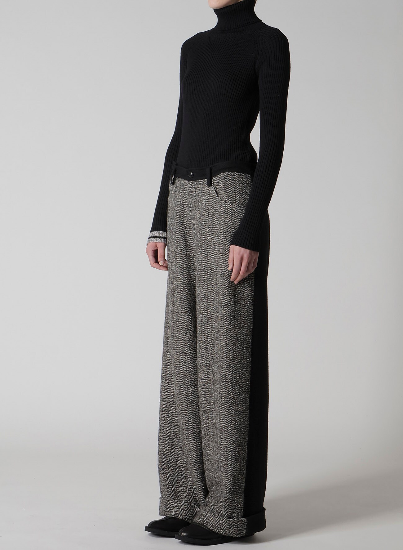 BIG HERRINGBONE WIDE PANTS(XS Black): Soldes｜THE SHOP YOHJI YAMAMOTO