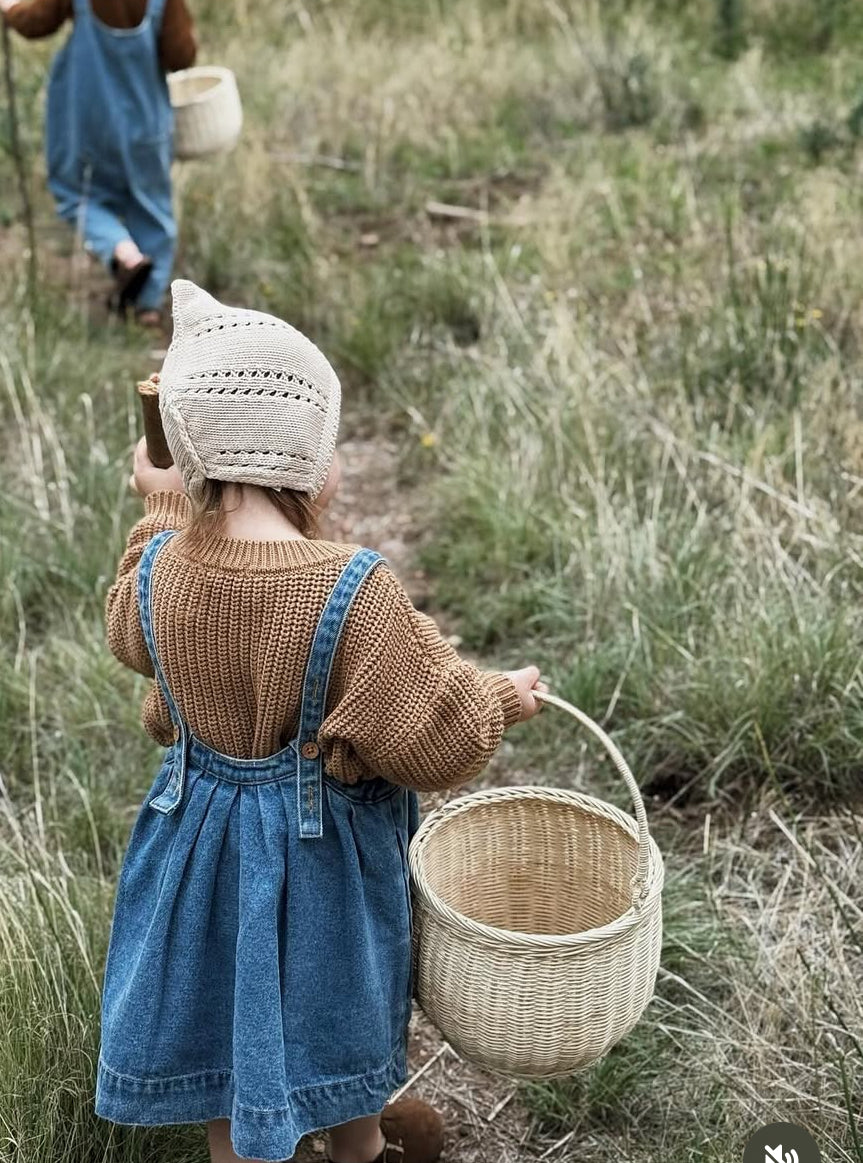The Oversized Denim Pinafore Kids – The Simple Folk