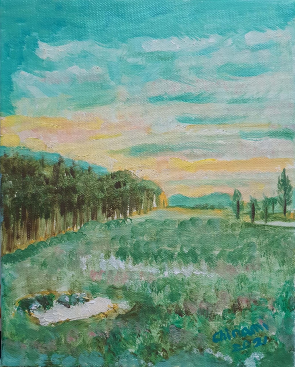 草原の夕焼け | chinami.k ｜インテリア絵画 アートの専門通販