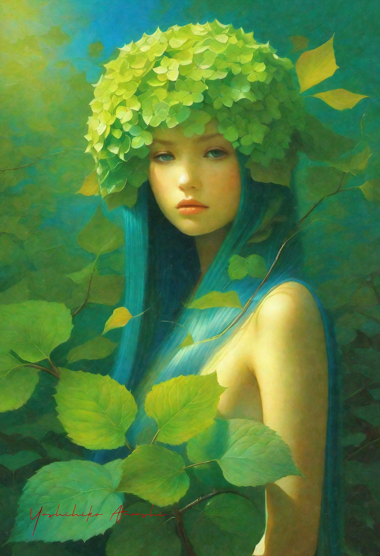 葉っぱの妖精-20240301-f | 新 嘉彦 ｜インテリア絵画 アートの専門