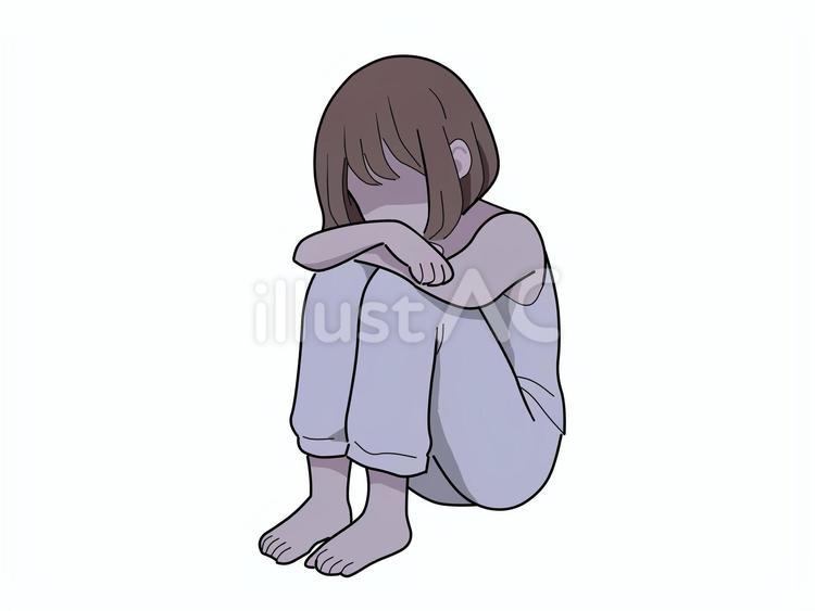 孤独な状況で悩む女性03Cイラスト - No: 25305041｜無料イラスト