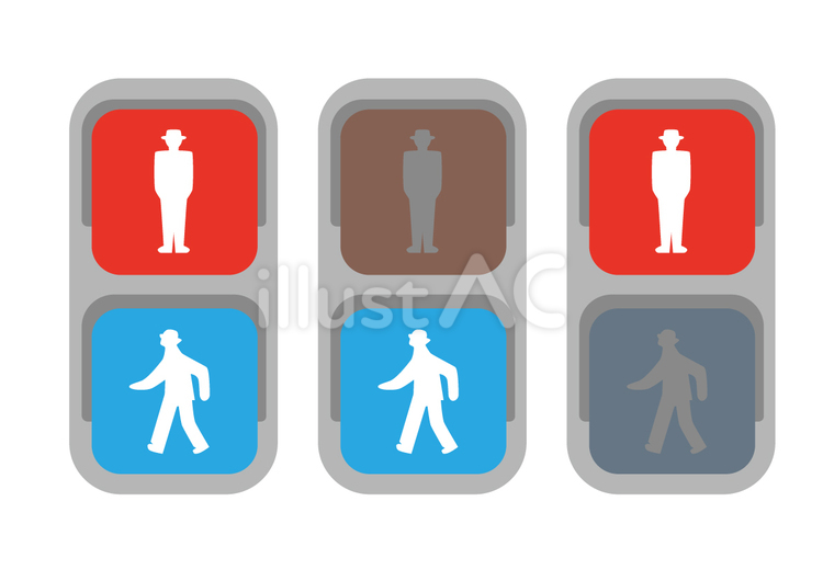 歩行者用信号機（赤信号と青信号）イラスト - No: 23480485｜無料