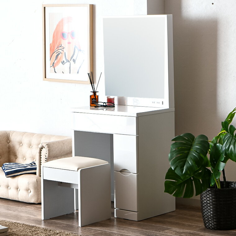 楽天市場】ホワイト 鏡面（ドレッサー・鏡台｜収納家具）：インテリア