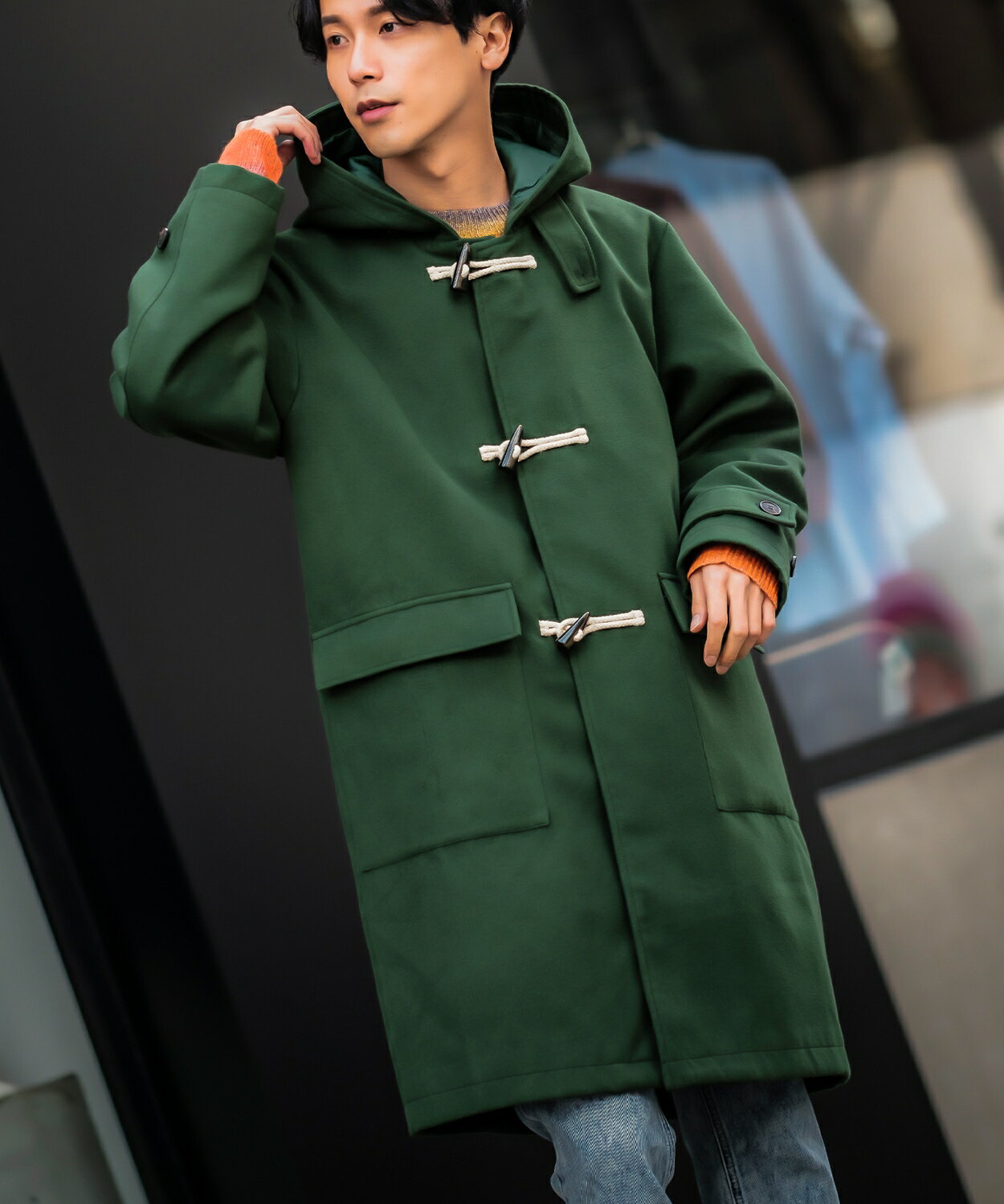 楽天市場】ダッフルコート（カラーグリーン）（メンズファッション）の通販