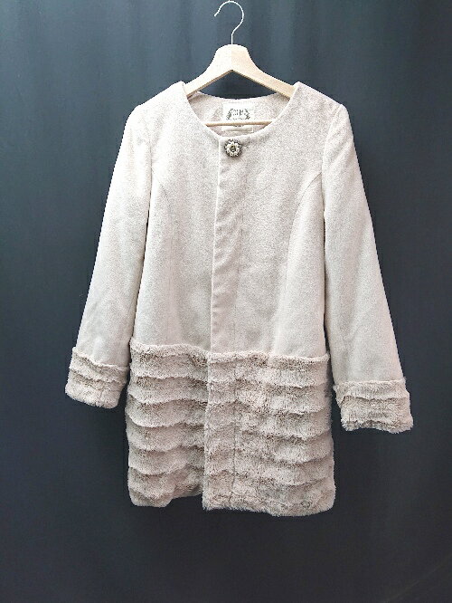 楽天市場】ノーカラーコート ビジュー ファーの通販