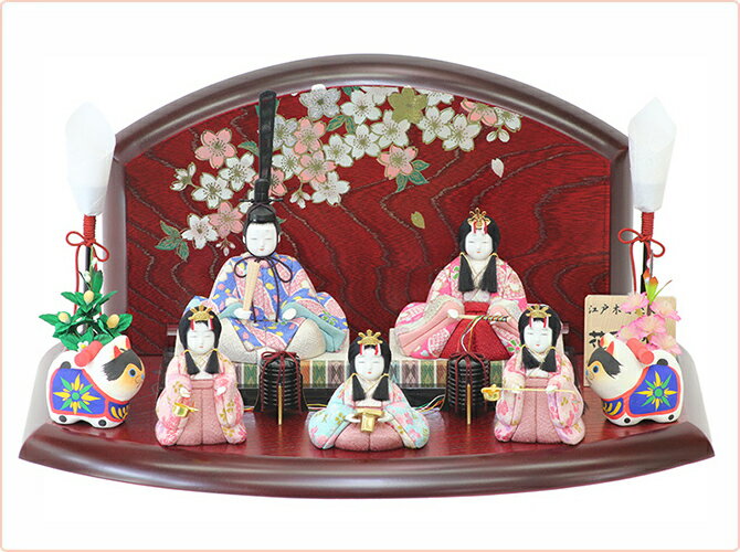 雛人形 木目込み五人平飾り 【P85403】 インターネット店だけ☆限定