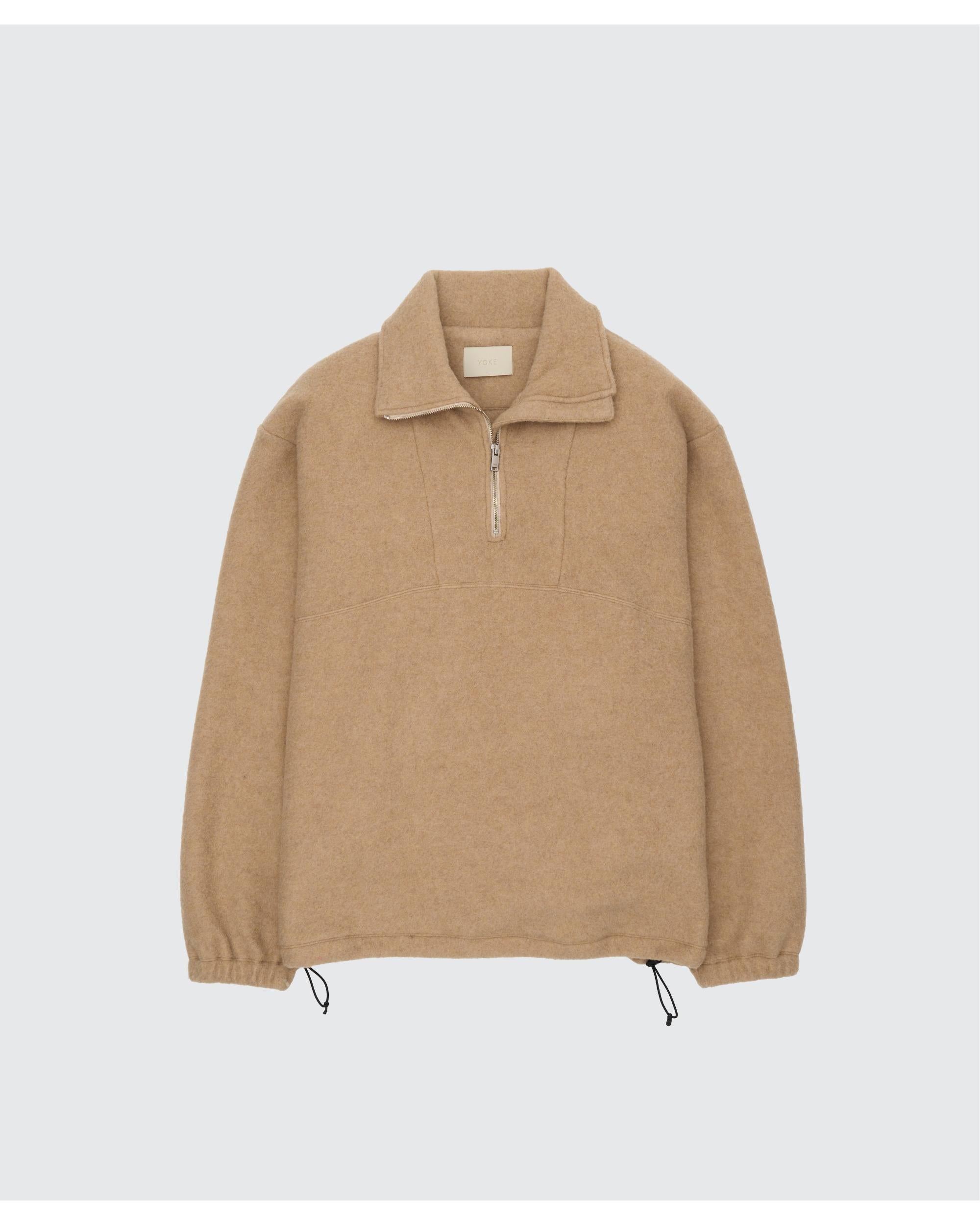 Wool Fleece Half Zip Pullover BEIGE – TIME AFTER TIME