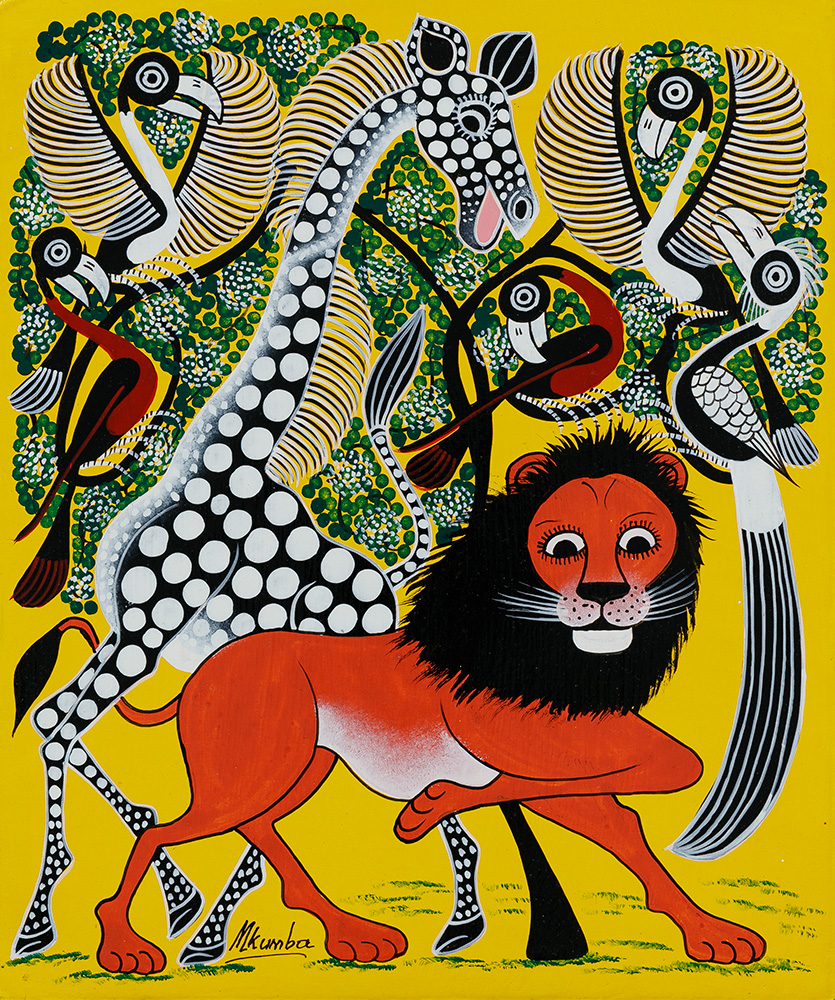 ヒョウの親子/鳥 - ティンガティンガオンラインショップ