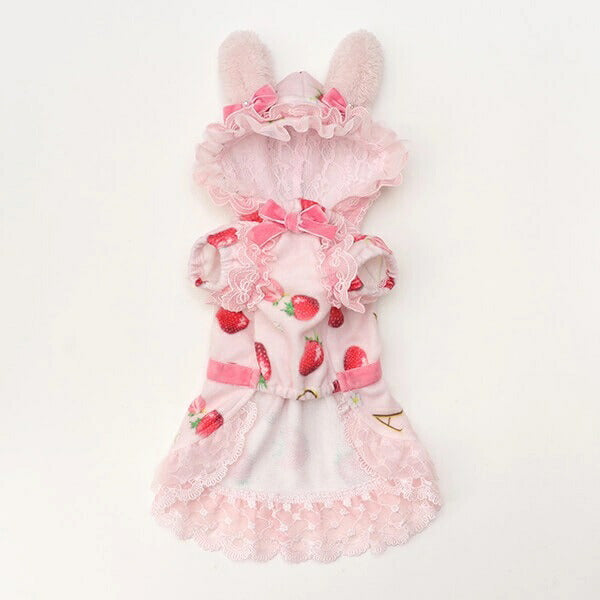 きゃんナナ CanNana 冬いちごうさ耳ワンピース 1145【小型犬 犬服