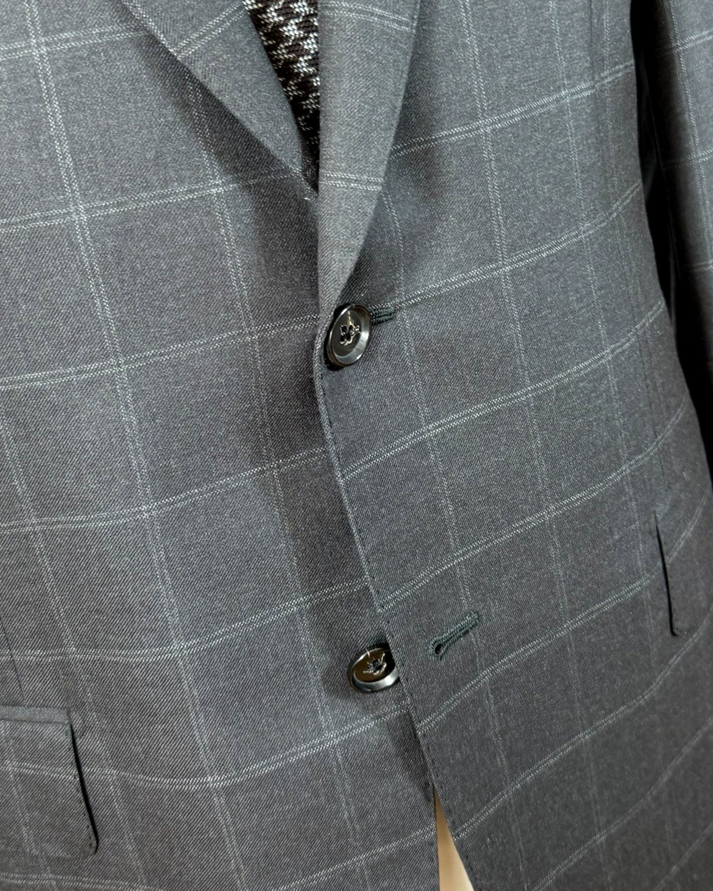 Isaia Suit Dark Gray Windowpane EU 52/ US 42 SALE - Tie Deals