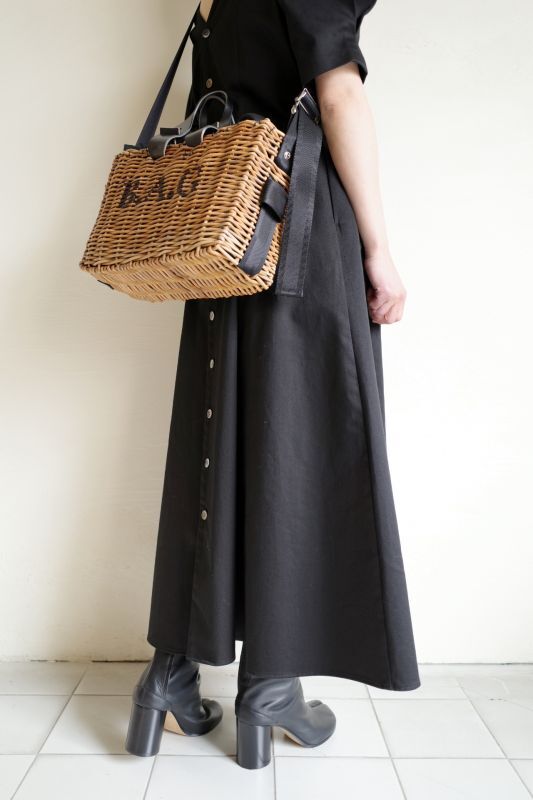 ebagos エバゴス ブライドルレザー×籐プリント入りショルダーバッグ - tity