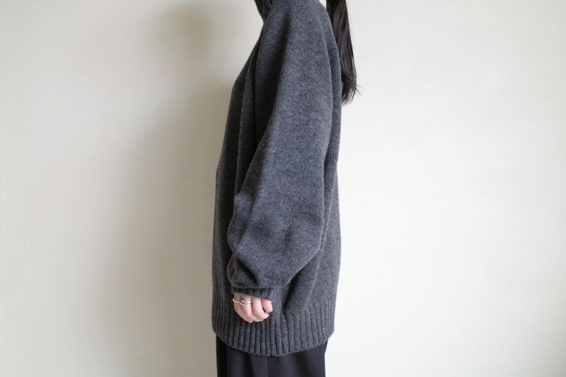 stein EX FINE LAMBS LOOSE HIGH NECK KNIT LS・CHARCOAL - tity
