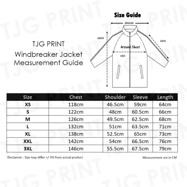 WB06 Single Side Windbreaker | TJG Print