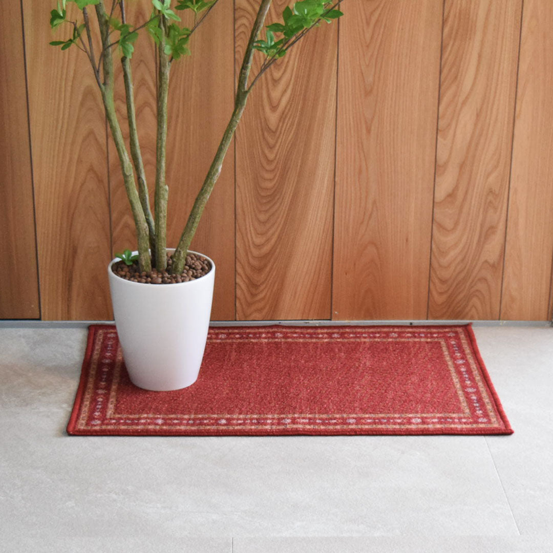 ヴィンテージ風ミニラグマット TOCORU Series スクエア ループ レッド