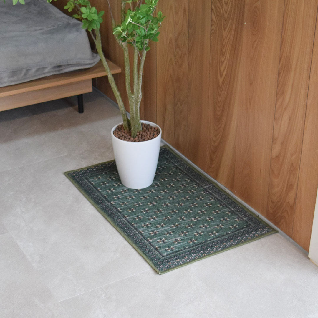 ヴィンテージ風ミニラグマット TOCORU Series ブハラ ループ グリーン