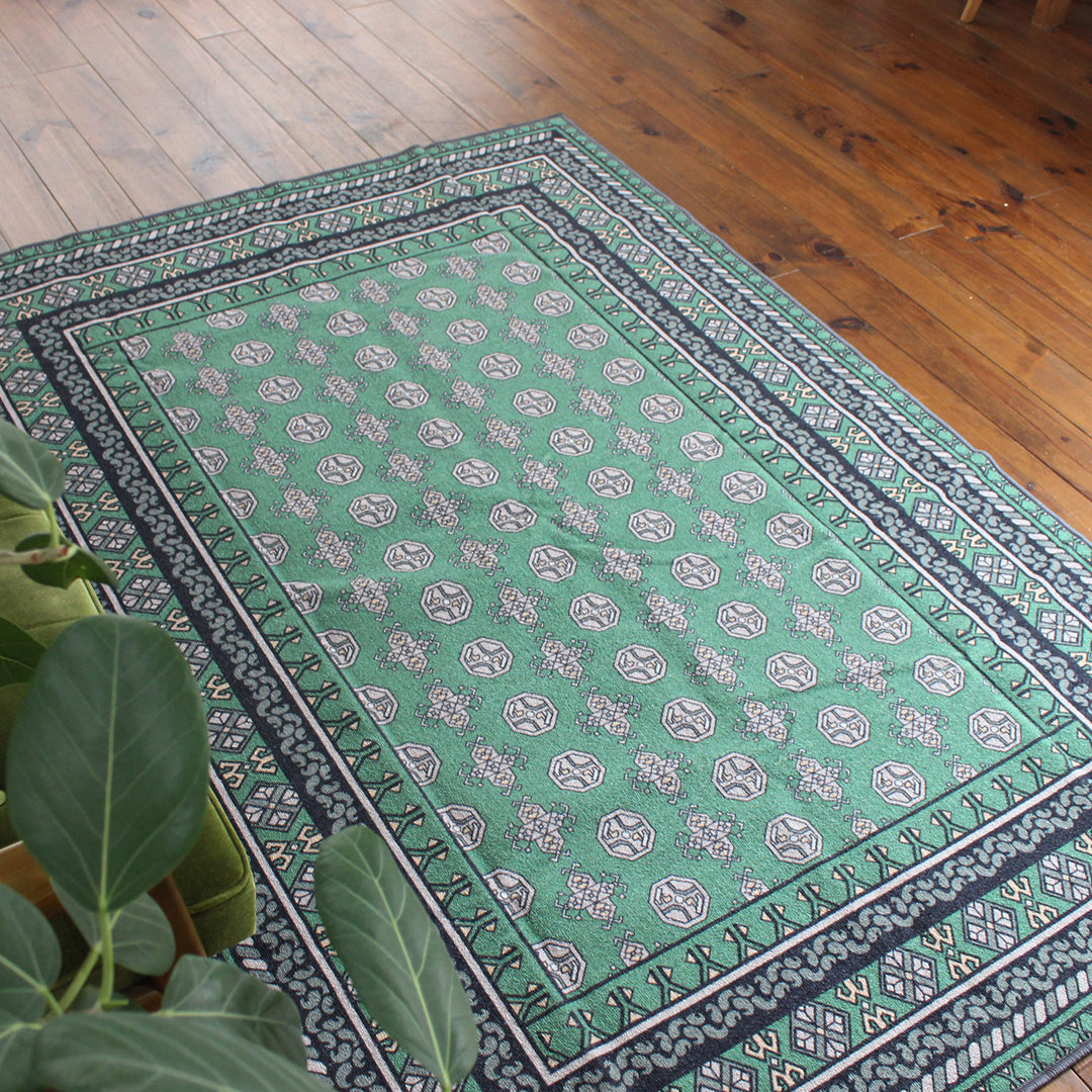 ヴィンテージ風ラグ TOCORU Series AFGHUN ループ グリーン– ラグと