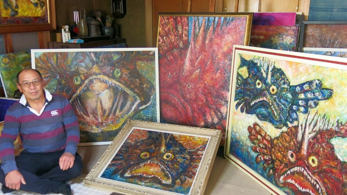 表現者の現場】① 洋画・小浜敏也さん(阿南市) 阿南の漁師が描いた油絵