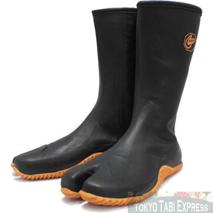 BLACK LONG ZIPPER TABI NINJA BOOTS SHOES FULL WATER RESISTANCE