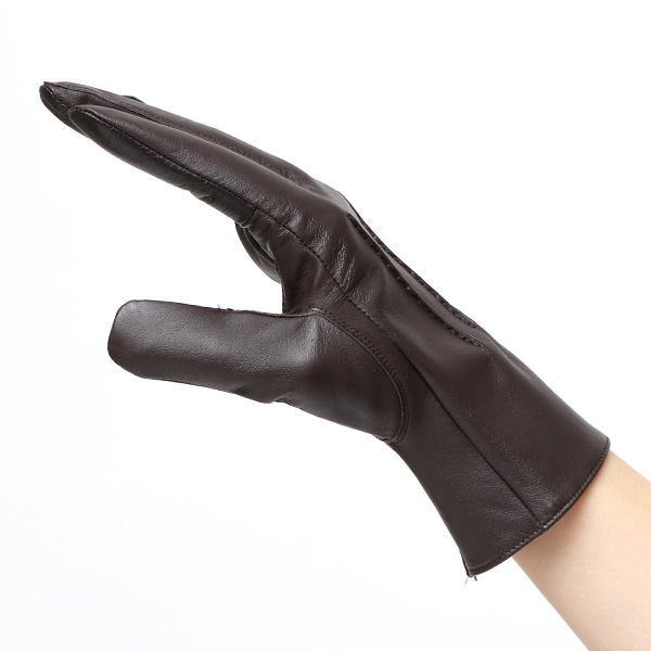 東京ヒマワリ / 佐々木手袋 レディース 牛革 三本山革手袋 ダークブラウン