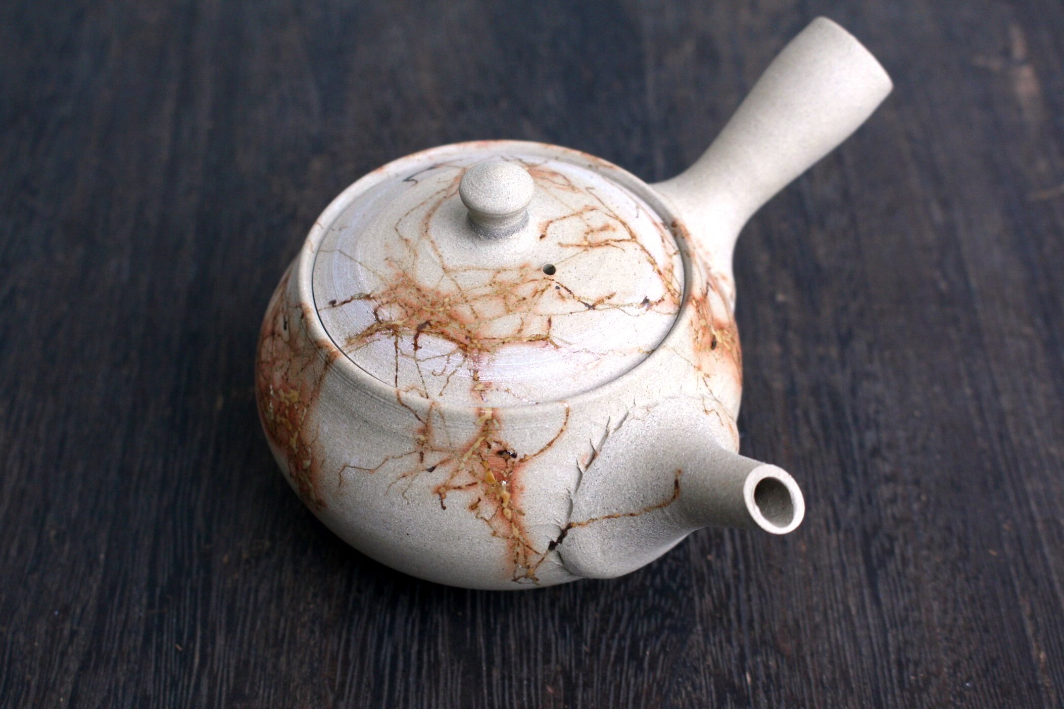 谷川仁 白泥藻掛け急須 200ml 陶製茶こし jin01 - 常滑焼急須館