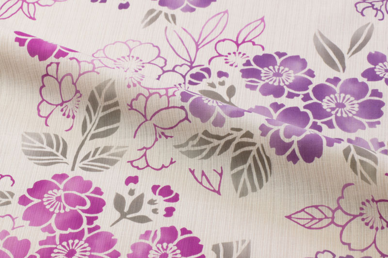 注染浴衣生地 綿麻 嵐山桜 生地販売なら都香庵