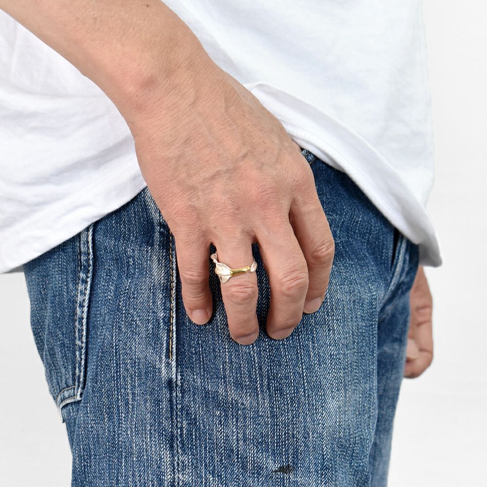 ラリースミス (LARRY SMITH) 18K EAGLE HEAD KAZEKIRI RING RUBY