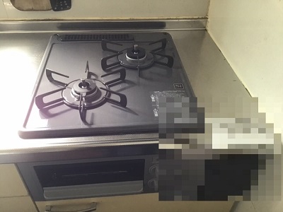 ビルトインタイプの二口コンロ（ZGCNL4R17ASE-E）の買い替え工事も
