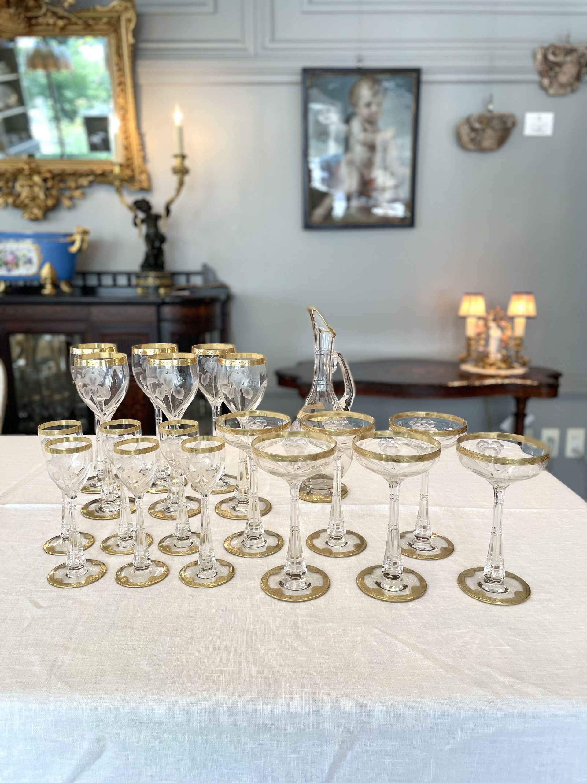 モーゼル アイリス文 金彩グラス 19点セット hpt586 - 陶夢