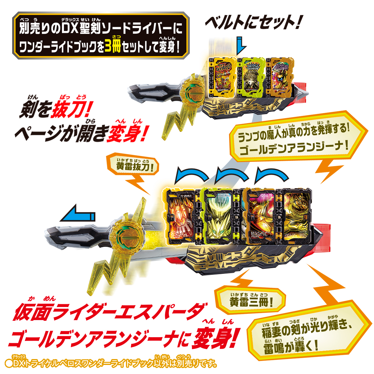 3冊のワンダーライドブックをセットして「仮面ライダーエスパーダ