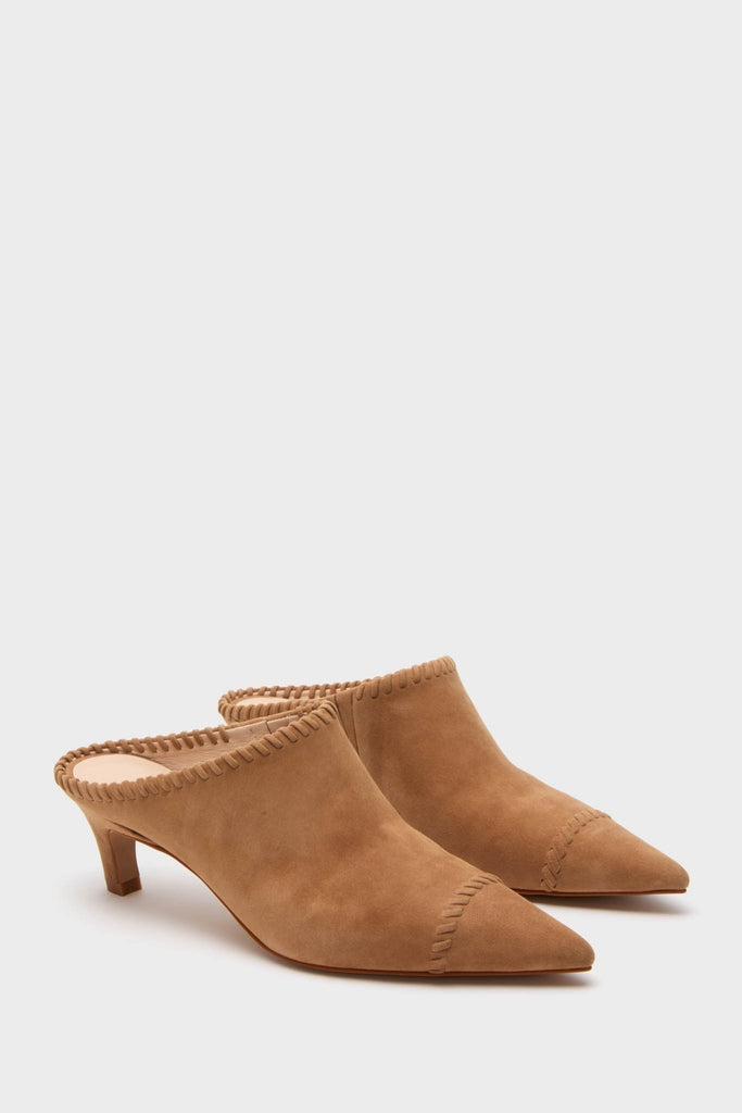 Camel Suede Whipstitch Kathryn Mules | Tuckernuck Shoes
