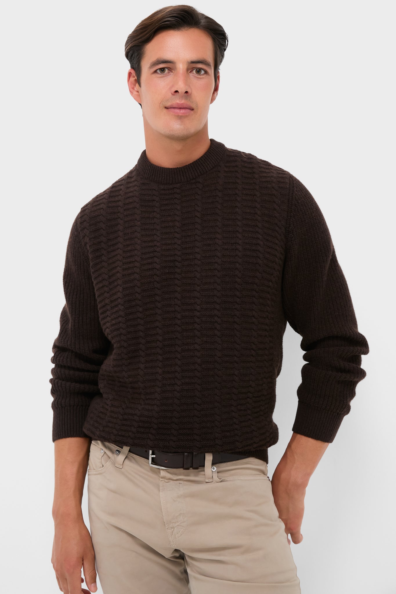 Dark Oak Cleveland Crew Neck Sweater | Barbour