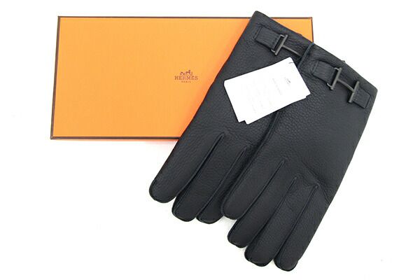 楽天市場】エルメス メンズグローブ ブラック ディアスキン カシミア