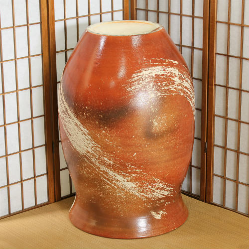 楽天市場】【ポイント15倍】信楽焼 大型 フラワーベース 緋色 刷毛目