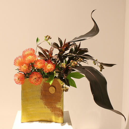 楽天市場】信楽焼 花器 黄釉 三日月 合わせ 生花 池坊 小原流 生け花