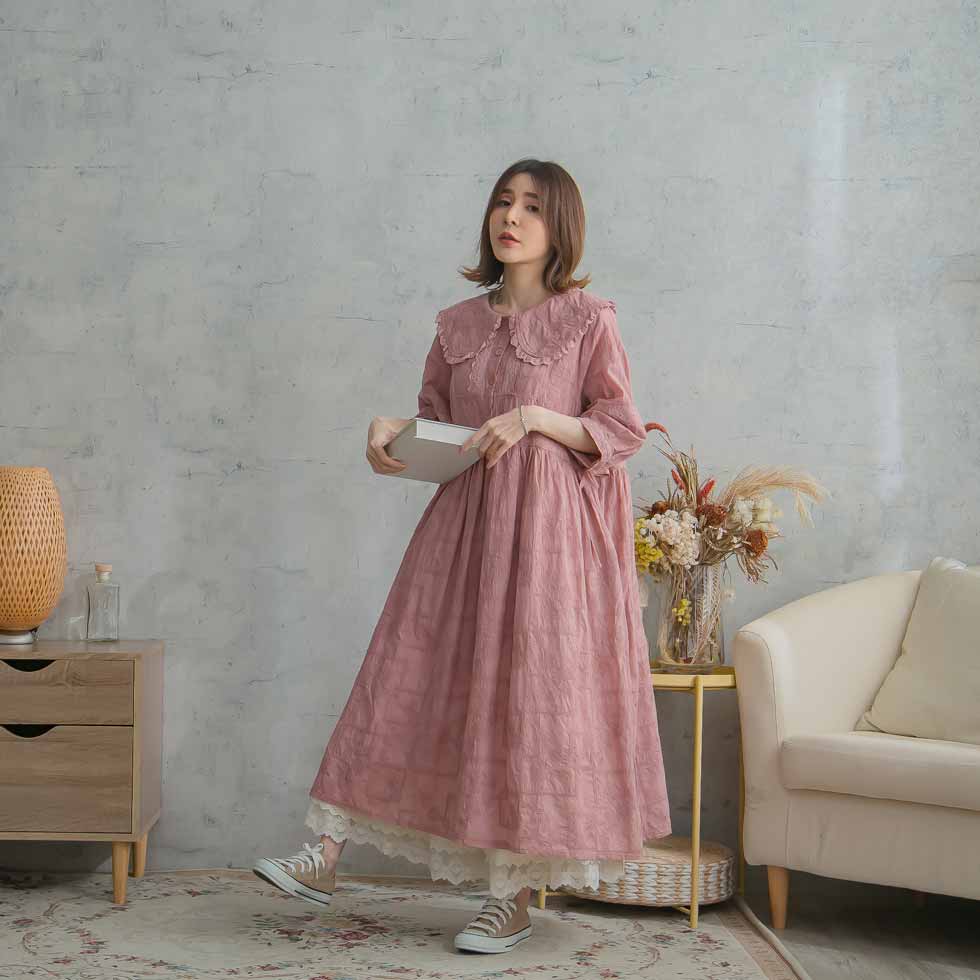 楽天市場】【完売御礼】【 再販売 】 ワンピース 7分袖刺繍 レース