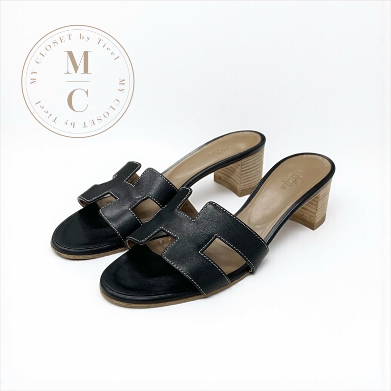 お安く！新品同様 HERMES フラットサンダル 36.5 ベージュ・ブラック