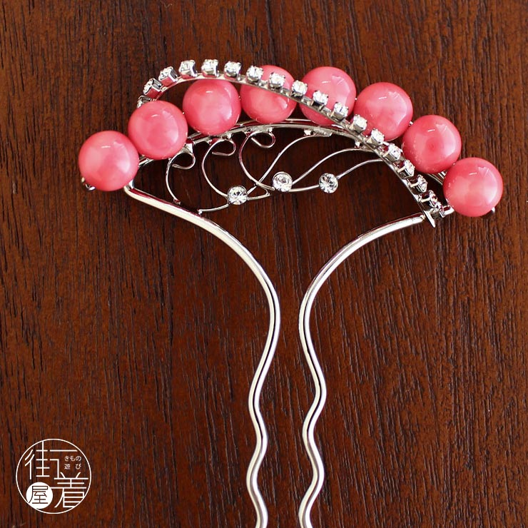 楽天市場】[限定販売] 髪飾り 簪 珊瑚調 ラインストーン かんざし