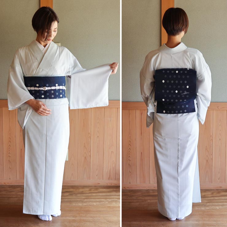 楽天市場】再入荷！[ 夏きもの ] 洗える 夏着物 絽 色無地 白藍色 M L