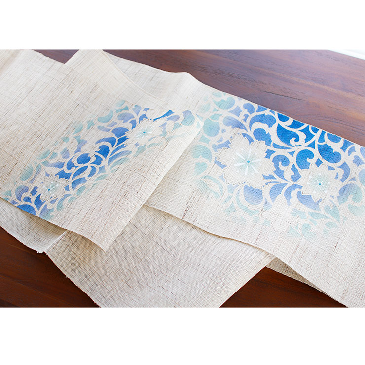 楽天市場】＼2点で3％OFFクーポン／[本麻] 夏名古屋帯 唐草花 (麻/水色