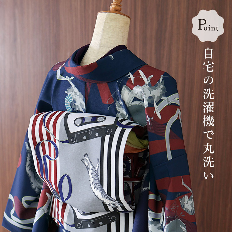 楽天市場】＼WeekendSale開催中!／[洗える着物] 撫松庵 袷 きもの 猫