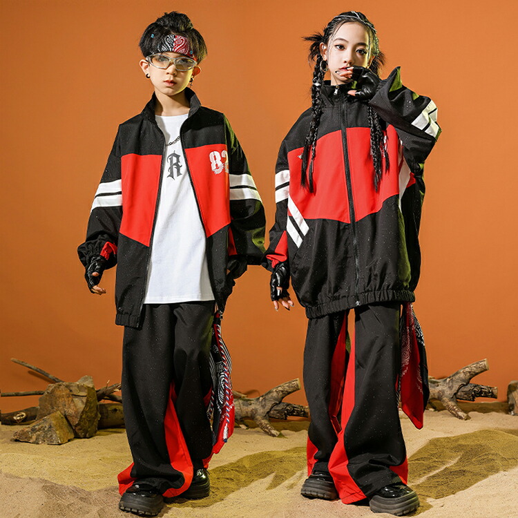 楽天市場】レッド ブラック ジャケット ダンス衣装 キッズ
