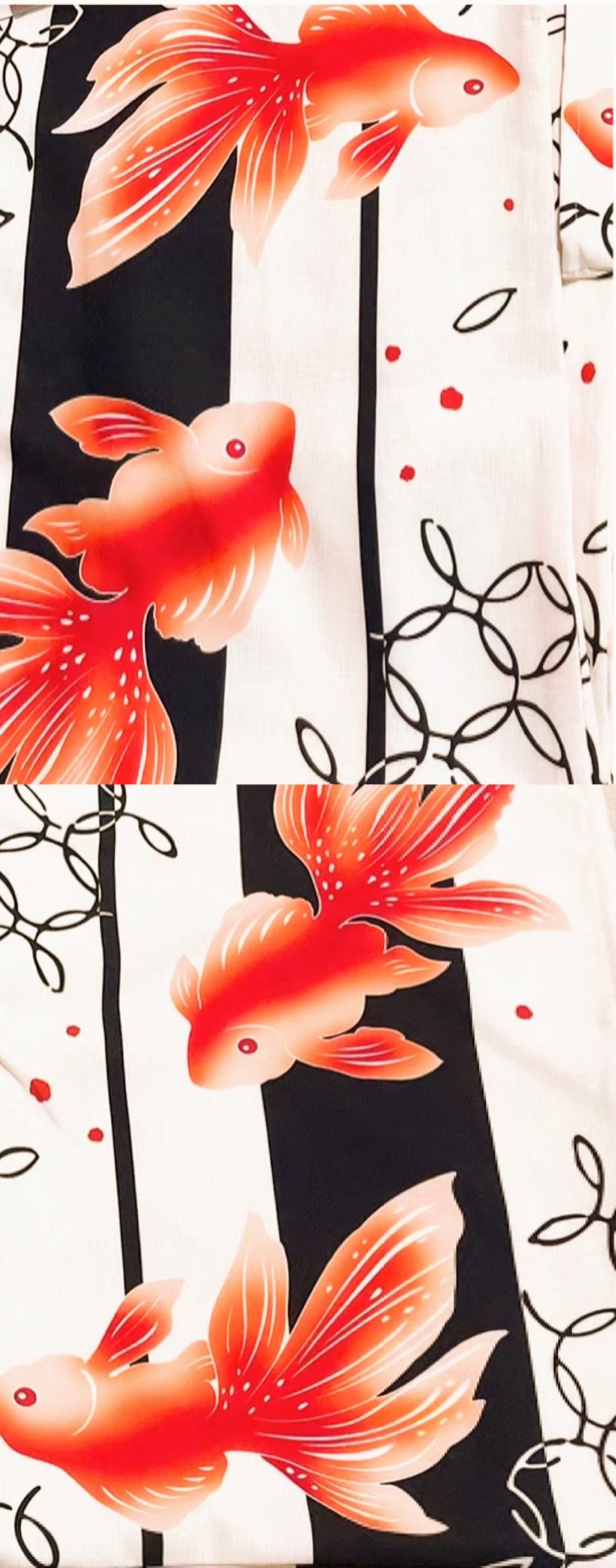 楽天市場】浴衣 金魚 レディース 金魚柄 赤金魚 黒金魚 伝統柄 和風