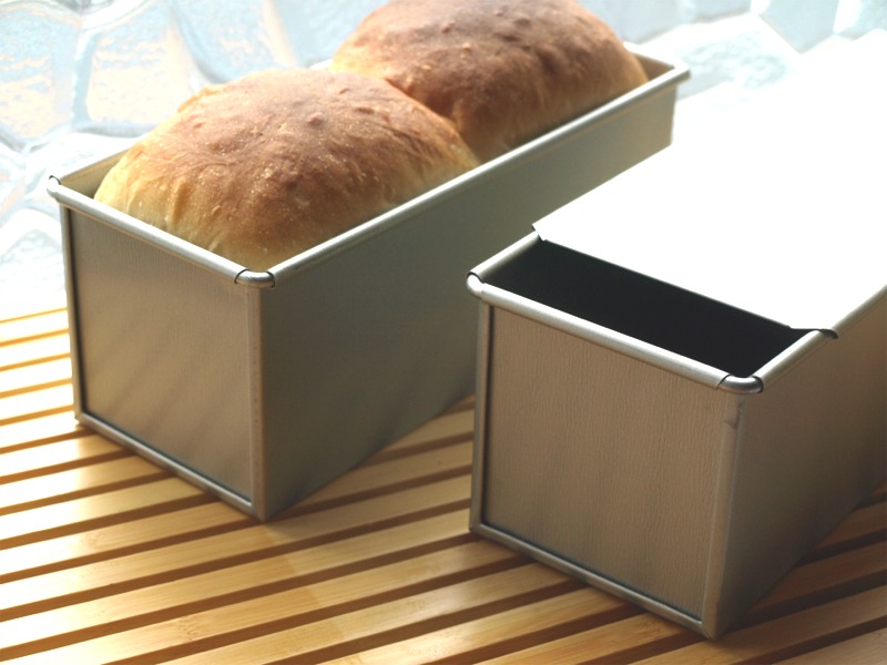 楽天市場】20cm 勾配無し スリム 食パン型 テフロン 加工 フタ 付き