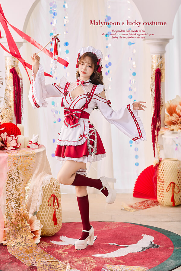 楽天市場】[正規品]【即納】コスプレ 新年 巫女 メイド ウエイトレス