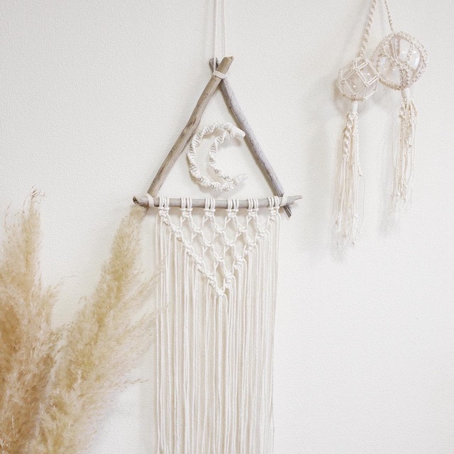 楽天市場】【ムーンマクラメタペストリー wood triangle×macrame moon