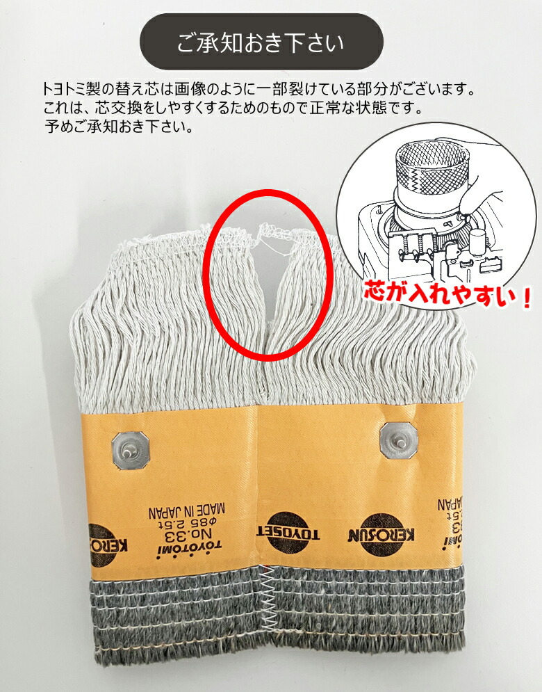 楽天市場】トヨトミ 石油ストーブ 替え芯 第33種 TTS-33 商品コード
