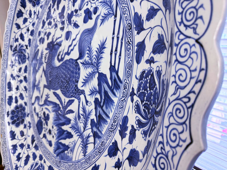 楽天市場】景徳鎮 青花 麒麟文盤 特大皿 3.5尺 直径約1m15cm 中国美術