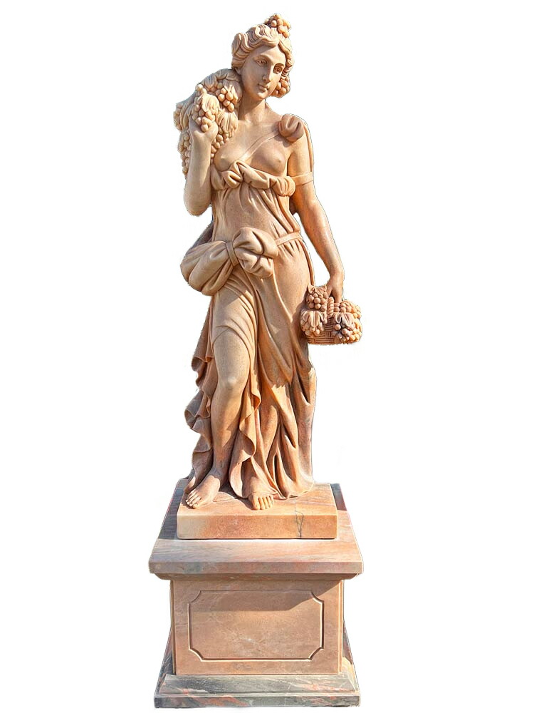 楽天市場】天然大理石彫刻 果物を持つヴィーナス（夏） ピンク 乙女 H