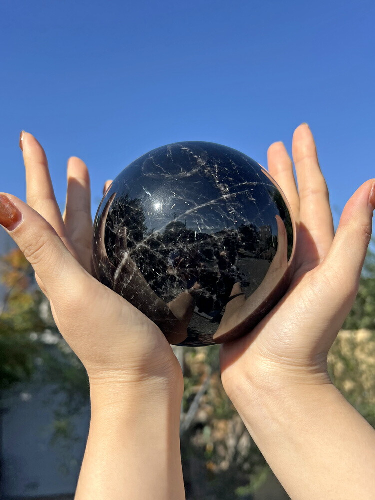 楽天市場】希少 黒水晶 モリオン 丸玉 大型 珠 直径約11cm 約1.8kg