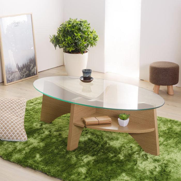 楽天市場】[レビュー特典]楕円形 ガラステーブル ローテーブル 幅105cm